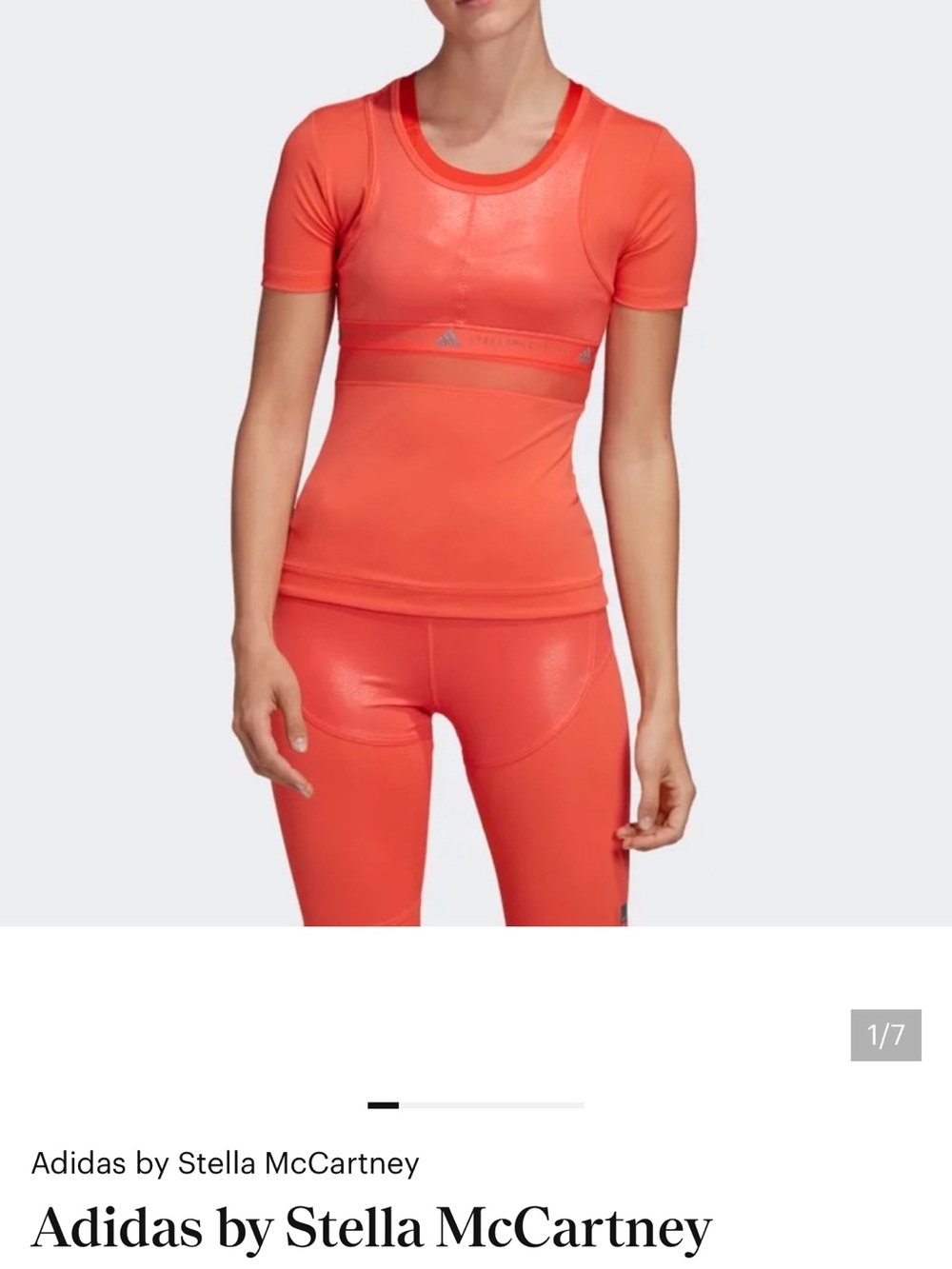 Adidas by Stella McCartney Short Sleeve Active Tee in Bright Orange
